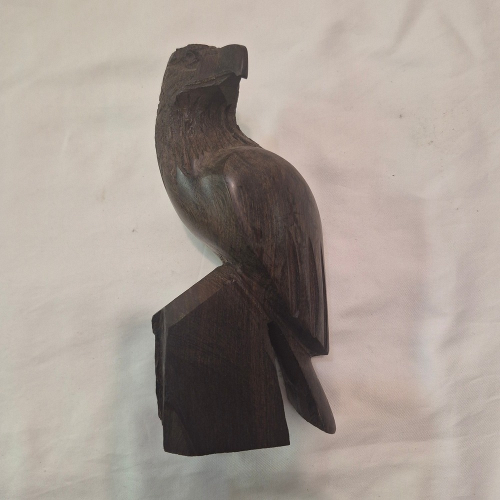 Vintage Hand Carved Ironwood Eagle Figurine Sculpture Mid Century Modern 8.5"